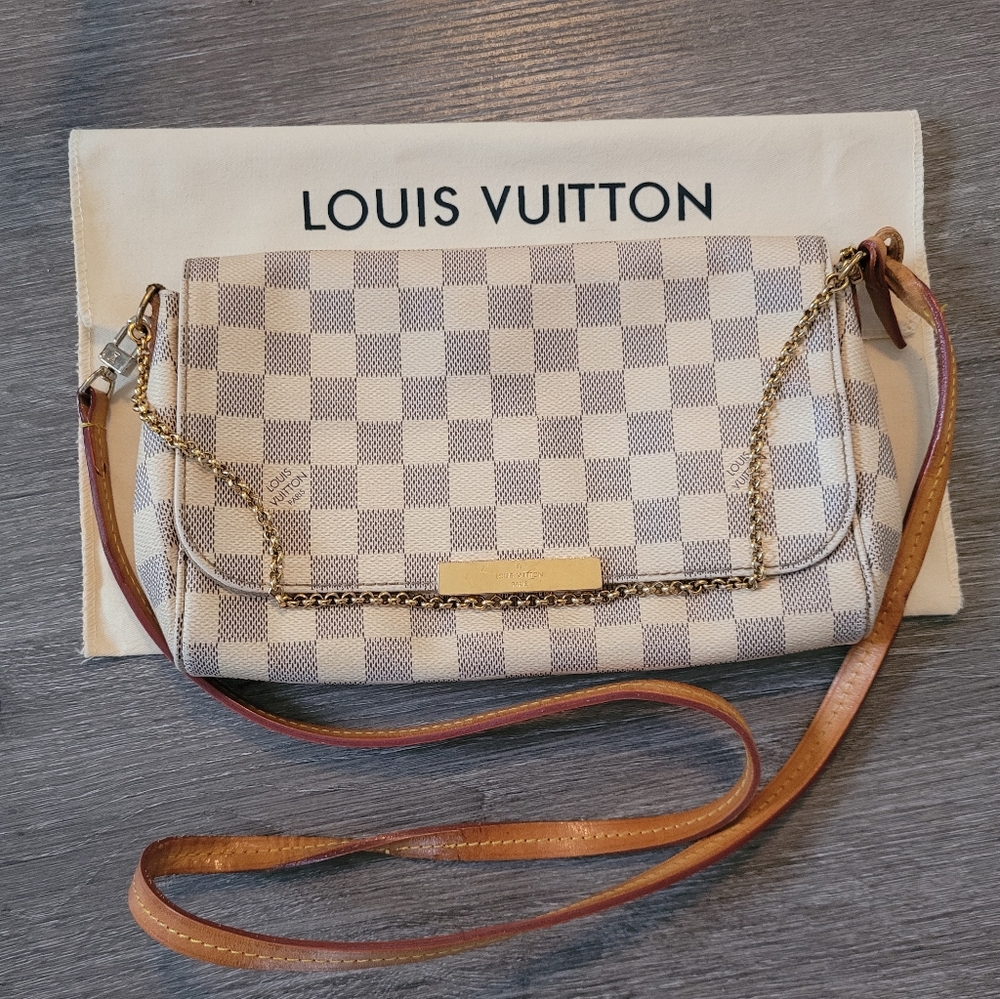 Authentic Louis Vuitton favorite MM damier azur crossbody 2 strap